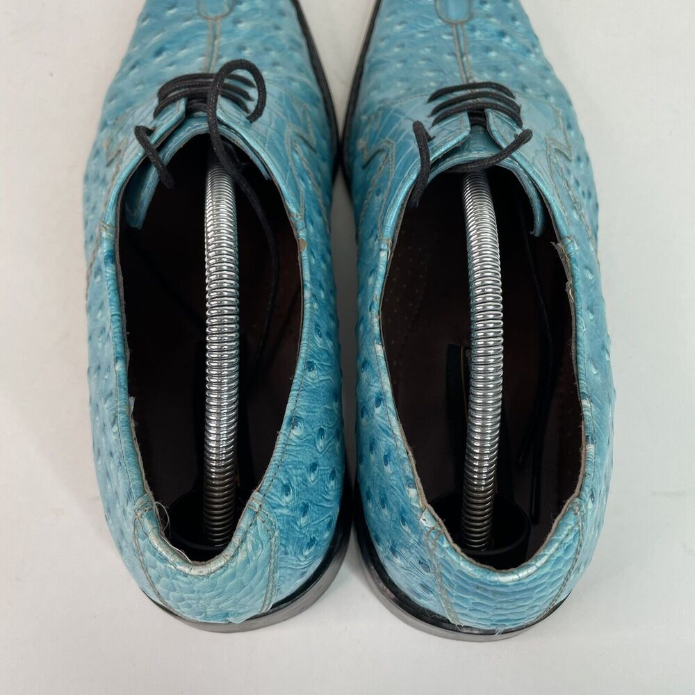 Stacy Adams Men’s Dress Shoes 12M, Blue Leather, Ostrich Print, Oxfords Rare VTG - Picture 7 of 11